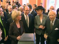 Fürst Albert II. von Monaco mit Liz Mohn, Walter Scheel und Ehefrau